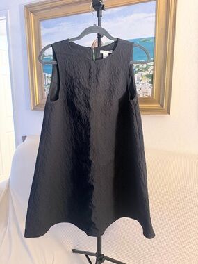 H&M Sleeveless Black Textured A-Line Dress